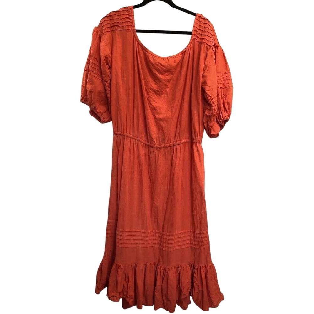 Vintage Sandcastle Sport Women's 100% Cotton Ruffle Maxi Dress Size M Orange